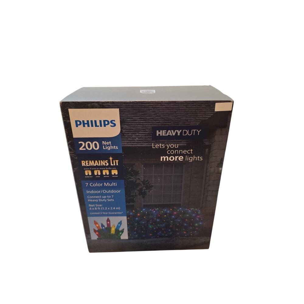 Philips 200ct 4' x 8' Heavy Duty Net Lights Color W/ Green Wire Indoor & Outdoor